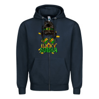 Navy lucky mama St. Patricks Day Zipper Hoodie - FaDigitalArtStudio