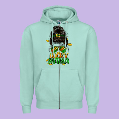 Lucky Mama St. Patricks Day Zipper Hoodie Designed By Fadigitalartstudio
