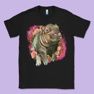 Leopard Baby Hippo Classic Tee Designed By Lillyallendesigns
