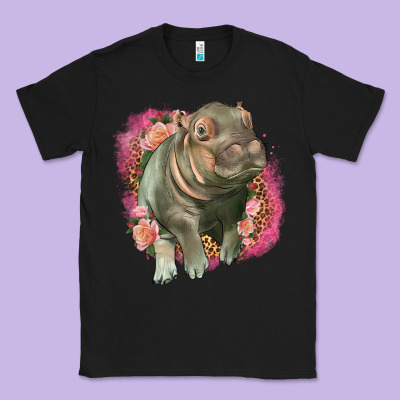 Leopard Baby Hippo Classic Tee Designed By Lillyallendesigns