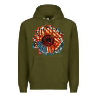 Army Green American Flag sunflower 4th of july Premium Hoodie - FaDigitalArtStudio