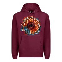 Burgundy American Flag sunflower 4th of july Premium Hoodie - FaDigitalArtStudio