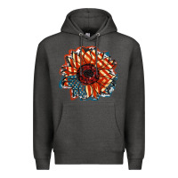 Charcoal Heather American Flag sunflower 4th of july Premium Hoodie - FaDigitalArtStudio