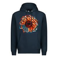 Navy American Flag sunflower 4th of july Premium Hoodie - FaDigitalArtStudio