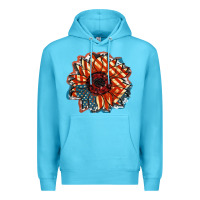 Ocean Blue American Flag sunflower 4th of july Premium Hoodie - FaDigitalArtStudio