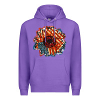 Purple American Flag sunflower 4th of july Premium Hoodie - FaDigitalArtStudio