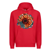 Red American Flag sunflower 4th of july Premium Hoodie - FaDigitalArtStudio