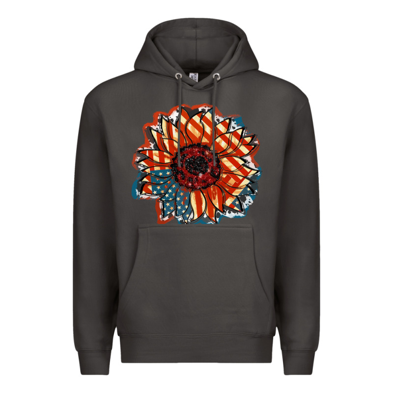 American Flag Sunflower 4th Of July Premium Hoodie by FaDigitalArtStudio | Teevron