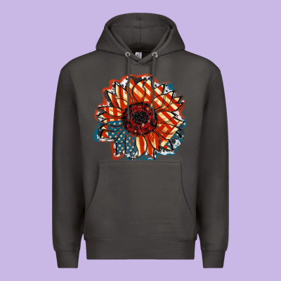 American Flag Sunflower 4th Of July Premium Hoodie Designed By Fadigitalartstudio