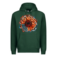 Sports Green American Flag sunflower 4th of july Premium Hoodie - FaDigitalArtStudio