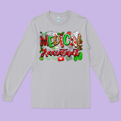 Christmas Medical Assistant Long Sleeve Tee Designed By Texasbilliewilder