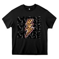 Black nurse lightning bolt Heavy Core Tee - MaliasSmallBusiness
