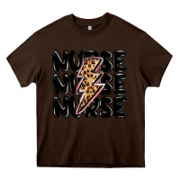 Chocolate Brown nurse lightning bolt Heavy Core Tee - MaliasSmallBusiness