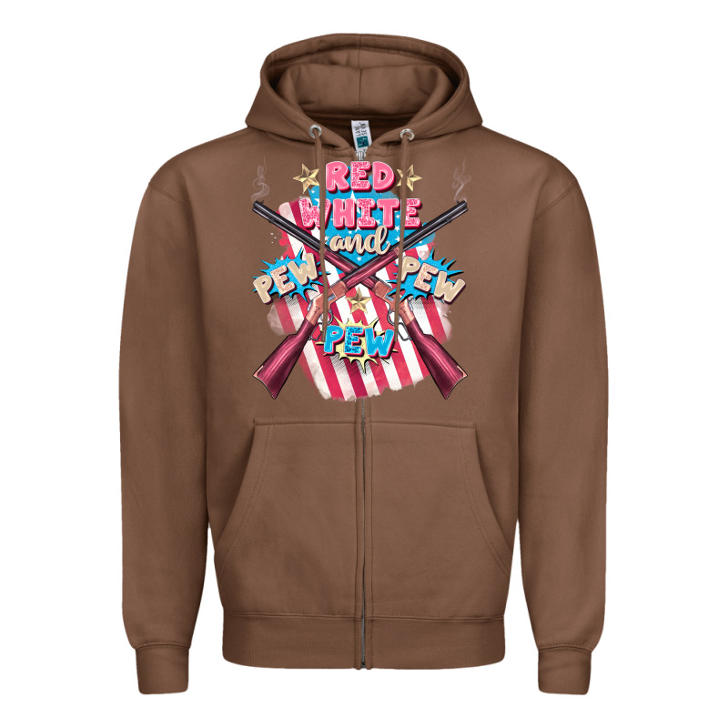 Red White And Pew Pew Pew Zipper Hoodie by FaDigitalArtStudio | Teevron