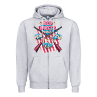 Heather Grey Red white and pew pew pew Zipper Hoodie - FaDigitalArtStudio