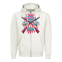 Oatmeal Heather Red white and pew pew pew Zipper Hoodie - FaDigitalArtStudio