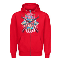 Red Red white and pew pew pew Zipper Hoodie - FaDigitalArtStudio