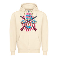 Sandshell Red white and pew pew pew Zipper Hoodie - FaDigitalArtStudio
