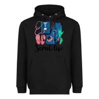 Black Scrub Life Nurse Heavyweight Hoodie - LillyAllenDesigns