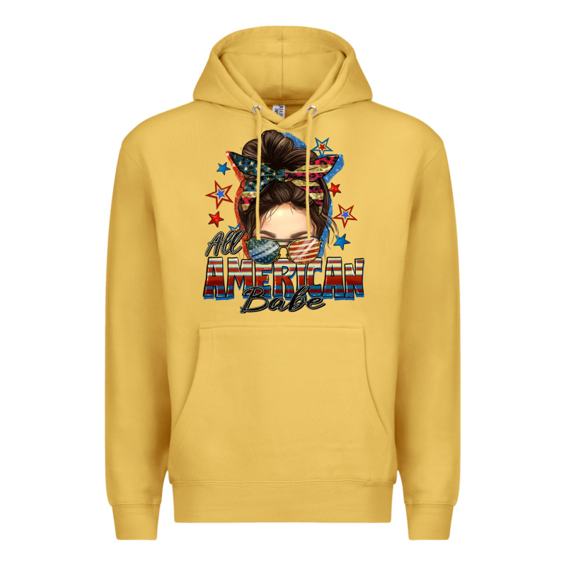 American Babe Messy Bun Premium Hoodie by FaDigitalArtStudio | Teevron