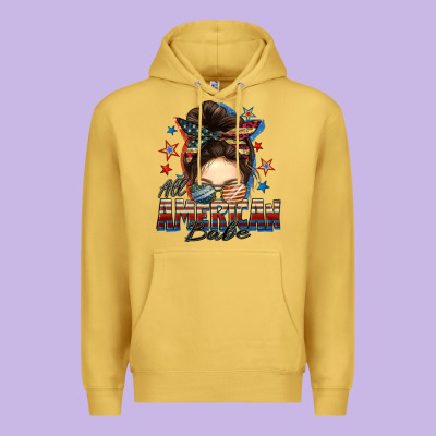 American Babe Messy Bun Premium Hoodie Designed By Fadigitalartstudio