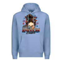 Colony Blue american babe messy bun Premium Hoodie - FaDigitalArtStudio