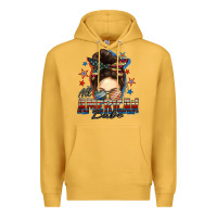 Mustard american babe messy bun Premium Hoodie - FaDigitalArtStudio