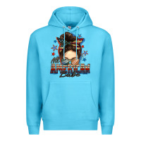 Ocean Blue american babe messy bun Premium Hoodie - FaDigitalArtStudio