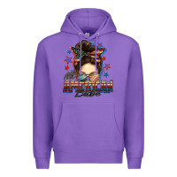 Purple american babe messy bun Premium Hoodie - FaDigitalArtStudio