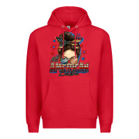Red american babe messy bun Premium Hoodie - FaDigitalArtStudio