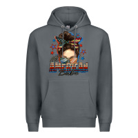 Rock american babe messy bun Premium Hoodie - FaDigitalArtStudio
