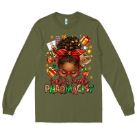 Army Green santas favorite pharmacist afro messy bun Long Sleeve Tee - texasbilliewilder