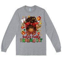 Heather Grey santas favorite pharmacist afro messy bun Long Sleeve Tee - texasbilliewilder