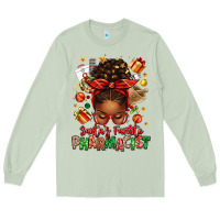 Matcha santas favorite pharmacist afro messy bun Long Sleeve Tee - texasbilliewilder