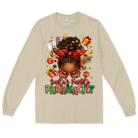 Mushroom santas favorite pharmacist afro messy bun Long Sleeve Tee - texasbilliewilder