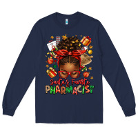 Navy santas favorite pharmacist afro messy bun Long Sleeve Tee - texasbilliewilder