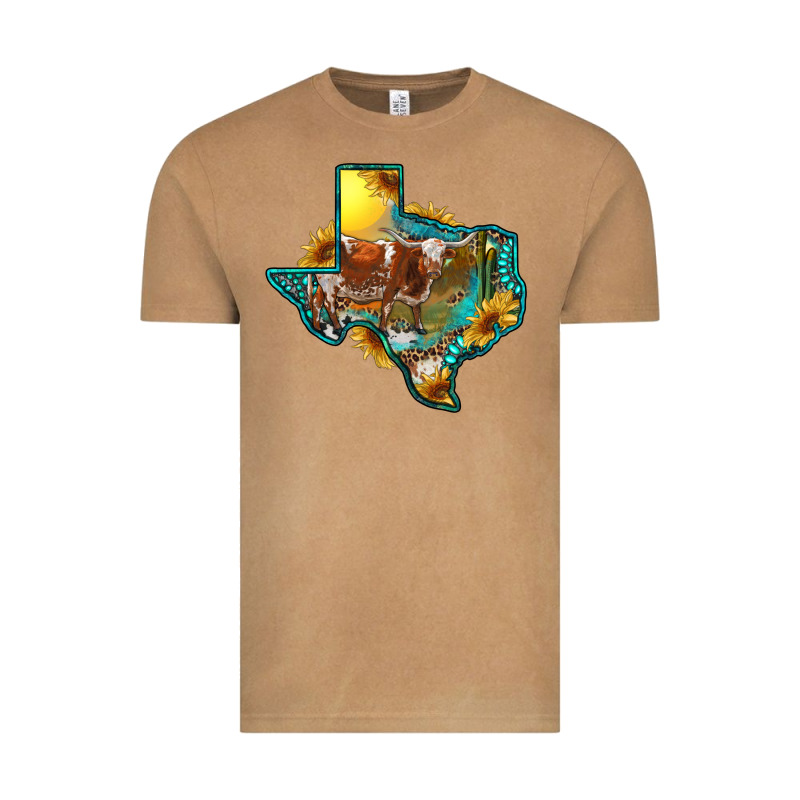 Western Texas Map With Longhorn Bull Vintage Tee by RanaPortraitStore | Teevron