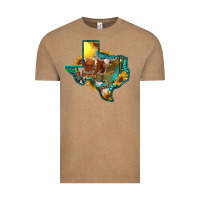 Vintage Coffee western texas map with longhorn bull Vintage Tee - RanaPortraitStore