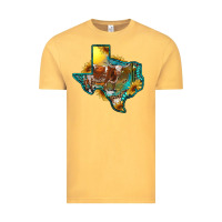 Vintage Mustard western texas map with longhorn bull Vintage Tee - RanaPortraitStore
