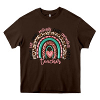 Chocolate Brown teacher rainbow Heavy Core Tee - MaliasSmallBusiness