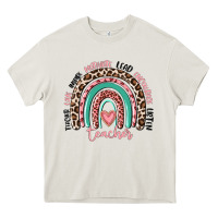 Cream teacher rainbow Heavy Core Tee - MaliasSmallBusiness