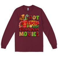 Burgundy hot cocoa and christmas movies Long Sleeve Tee - texasbilliewilder