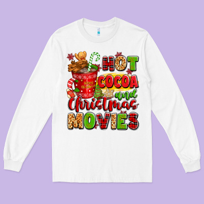 Hot Cocoa And Christmas Movies Long Sleeve Tee Designed By Texasbilliewilder
