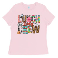 Bubblegum Pink lunch lady crew Ladies Tee - NancyCooperArtShop