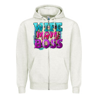Oatmeal Heather Wife mom boss Mother's Day Zipper Hoodie - FaDigitalArtStudio