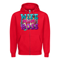 Red Wife mom boss Mother's Day Zipper Hoodie - FaDigitalArtStudio