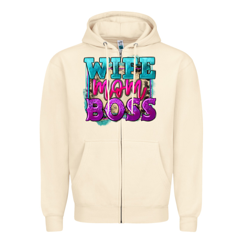 Wife Mom Boss Mother's Day Zipper Hoodie by FaDigitalArtStudio | Teevron