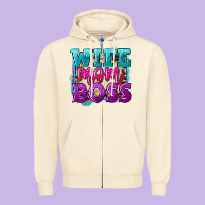 Wife Mom Boss Mother's Day Zipper Hoodie Designed By Fadigitalartstudio