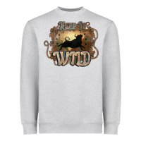 Heather Grey Keep it wild western bull Heavyweight Sweatshirt - HowdyJamesFarm