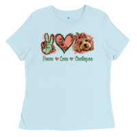 Baby Blue Peace Love Cockapoo Ladies Tee - Jasminsmagicworld